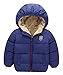Happy Cherry Unisexe Veste Doudoune Enfant Blouson avec Capuche Manteau Matelassé Manches Longues Doux Doublure Peluche Bébé Fille Garçon 4-5 Ans Taille 130 Bleu foncé