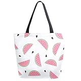 ZzWwR Chic Extra Large Shoulder Grocery Tote Bag, Fresh Watermelon Canvas Reusable Handle Bags for Men Women Gym Weekender Picnic Beach Travel Home Storage Market Shopping