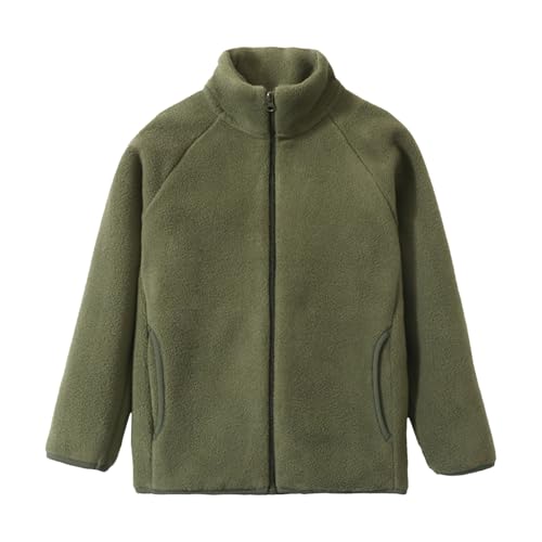 Girls Boys Casual Fleece Zip-Up Jacket, Kids Long Sleeve Fall Winter Warm Lightweight Coat for Outdoor & Daily Wear
