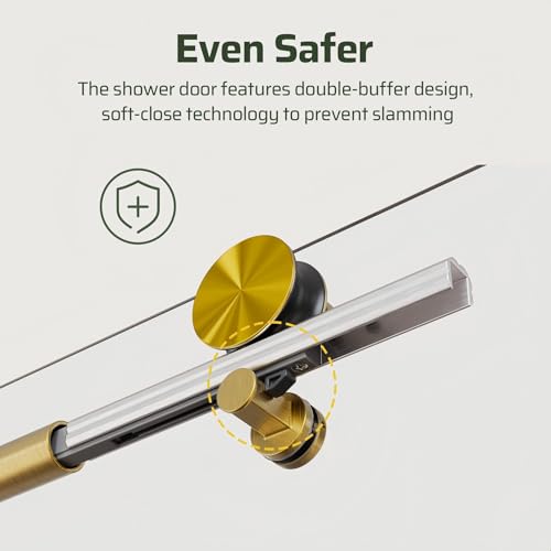 Image of 46-48 inch W x 76 inch H Frameless Sliding Shower Door, Bathroom Soft-Close Shower Glass Doors with 5 /16 inch (8mm) SGCC Tempered Glass and Stainless Steel Hardware, Reversible Installation, Brushed Gold