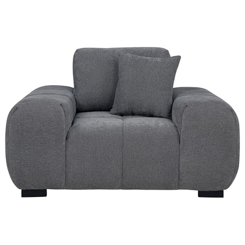 Sillón tapizado gris con respaldo reversible y brazos miniatura 3