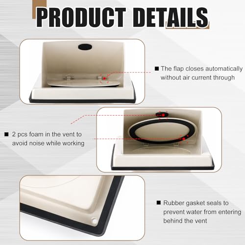 Image of Gisafai 6 Inch Dryer Vent Cover Outdoor with Stainless Steel Screen Tan Wall Dryer Exhaust Vent Cover External Cap Cushioned Non Return Flap with Sealing Gasket Grille, Bird /Insect Proof