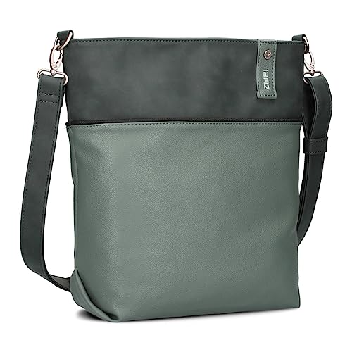 Zwei Damen Umhängetasche Jana J12 Crossbody Bag 9 L Handtasche Bicolor Canvas-Stil passender Kosmetikbeutel extra Schultergurt & Schlüsselband, Schultertasche DIN-A4 passend (eucalyptus)