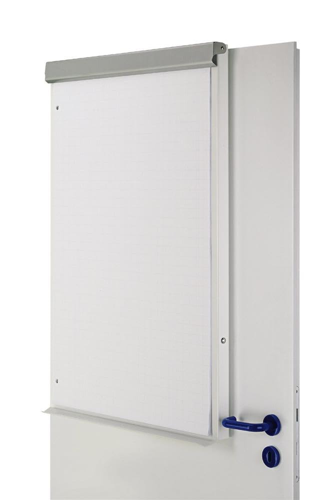MAUL Flipchart MAULoffice 70 x 100 cm | Magnettafel für Wände und Türen | platzsparend im Büro | geeignet für Papier in verschiedenen Formaten | mit Ablage für Marker und Stifte | Silber | platzsparend einhängbar, Tür bleibt schließbar, robuste Stahlkonst