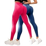 2 Stück 3D Anti Cellulite Leggings Damen High Waist Elastische Sporthose...