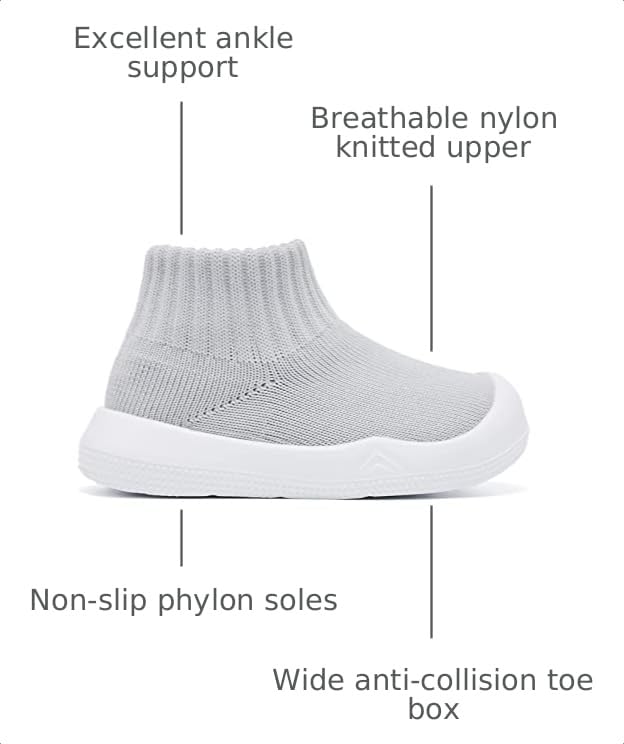 Image of Eashi Baby Boy Girl Non-Skid Indoor Infant Walking Shoes Breathable Warm Elastic Sock Shoes with Memory Sole Protect Toes Outdoor Sneakers