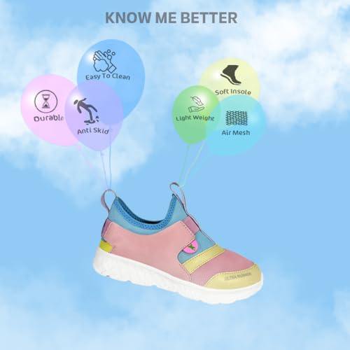 Image of KazarMax Hopits Kids Girls Pastel Colour Block Ultra Runner Sneakers -2 UK Multicolor