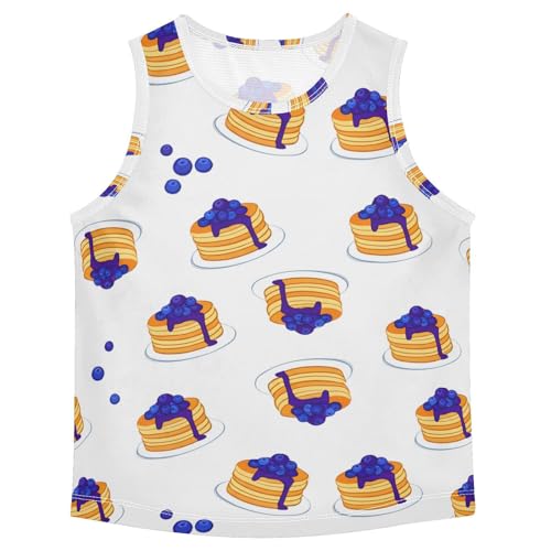 J JOYSAY Blueberry Pancake Stack White Boys Tank Top Sleeveless Muscle Shirts Quick Dry Kids T-Shirts 3-15T