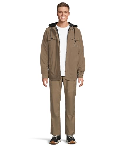 Image of Volcom Men's Kenson Insulated Flannel Shirt Jacket - Removable Fleece Hood, Taffeta Lined