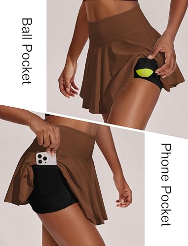 Image of PINSPARK Womens Tennis Skirt Pleated Athletic Skirts with Pockets Shorts High Waisted Golf Skort for Workout Pickleball