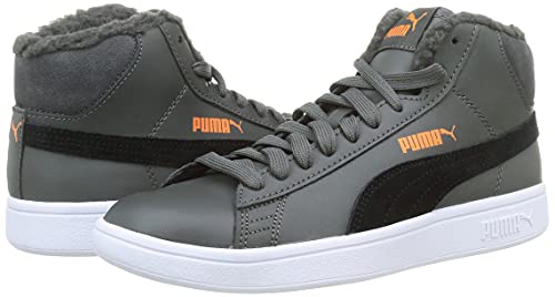 Image of Puma Smash V2 MID L Fur JR Sneaker, Dark Shadow, 4 UK
