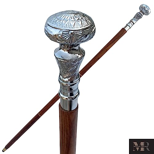 Wooden Vintage Design Victoria Walking Stick Silver Cane Beautiful Brass Handle Cane