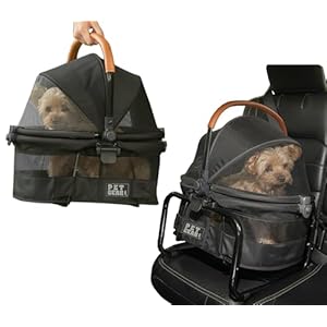 Pet Gear View 360 Ultra Lite Pet Safety Carrier & Car Seat for Small Dogs & Cats Push Button Entry, 15″, Jet Black