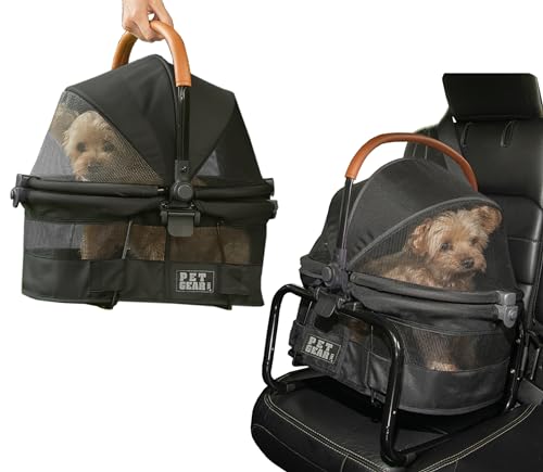 Pet Gear No-Zip View 360 Ultra Lite Pet Safety Carrier & Car Seat for Small Dogs & Cats Push Button Entry, 15", Onyx by Pet Gear - Used condition - US$63.65