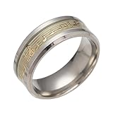 JAJAFOOK Men 8mm Wide Luminous Effect Stainless Steel Music Piano Ring Glow in The Dark,Gold，8