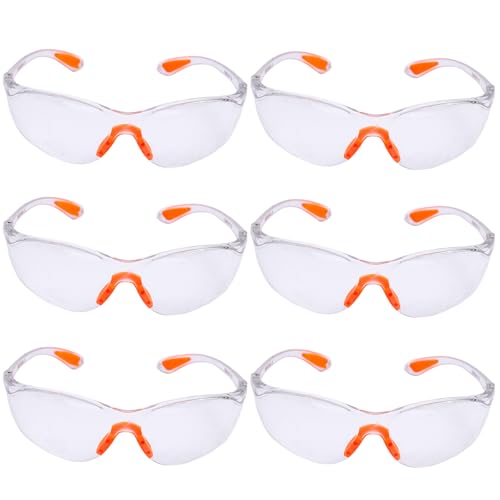 6Pcs Eye Protection Glasses, Safety Glasses for Work Anti Fog Scratch Adult Clear Lenses Protective Equipment Security Glasses for Laboratory Chemicals Welding and Outdoor Construction