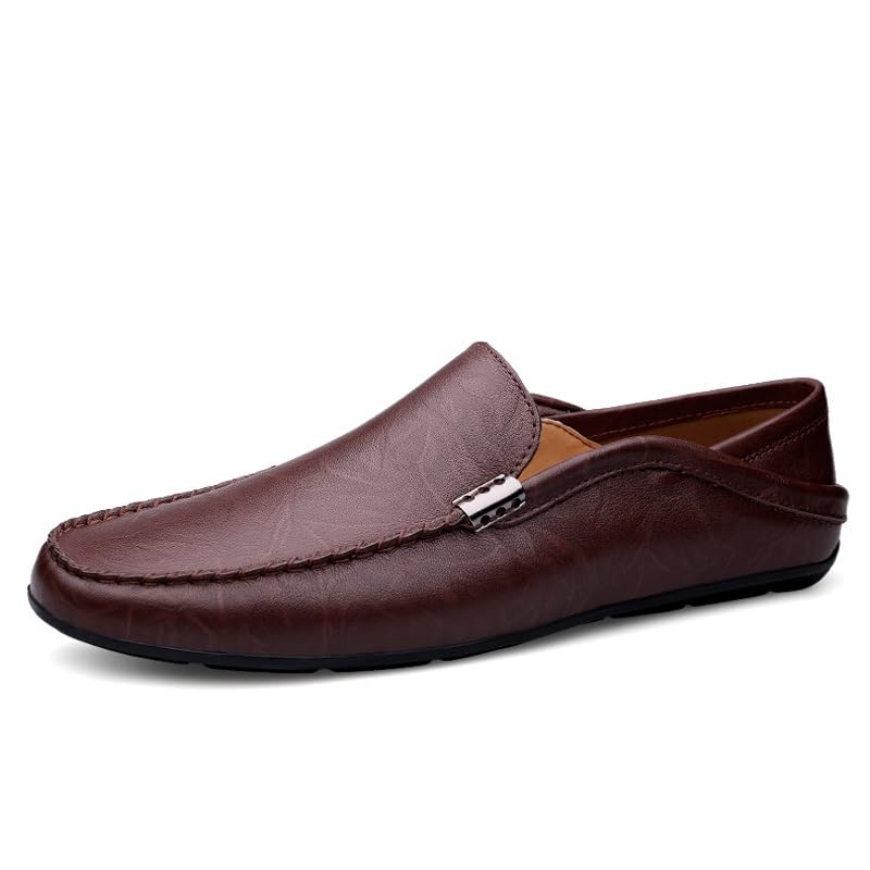 Mens Loafers Round Toe Leather Loafer Shoes Flexible Anti-Slip Lightweight Casual Party Slip-on2