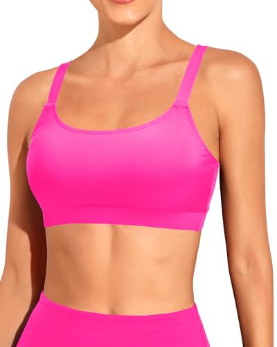 Image of Tempt Me Women Sports Bra Swim Crop Tops Only | Scoop neck, Bathing suits top, Removable cups, Adjustable straps