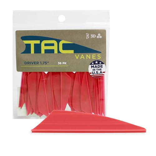 TAC Vanes Driver Hybrid Vanes, Archery & Bow Hunting, 36 Pack, 1.75" Red
