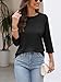 TICTICMIMI Women's Crewneck 3/4 Sleeve Tops Casual T Shirts Basic Summer Tees Loose Fit Pullover Tunic Blouse Black