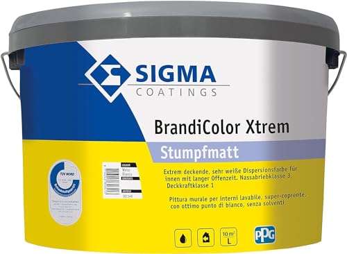 SIGMA COATINGS Brandcolor - Pintura lavable para interiores, color blanco, 2,5 l