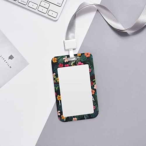 Tropical Jungle Flower Lazy Sloth Animal Cute Id Badge Holder With Lanyard Vertical Id Protector Badge For Nurse Nursing Doctor Teacher Student #TOP5