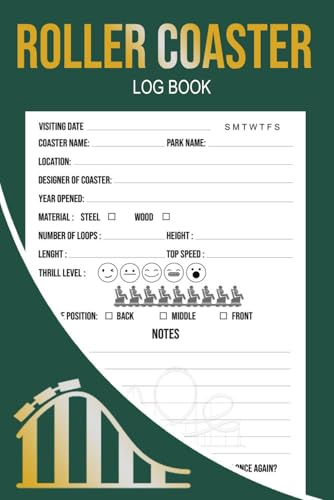  Roller Coaster Log Book: Track Your Thrilling Rides, Amusement Park Visits, and Theme Park Adventures