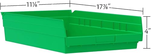 Miniatura 4 de Akro-Mils 30178 - Caja de plástico para estantes anidados, (18 x 11 x 4 pulgadas), color rojo, (paquete de 12)