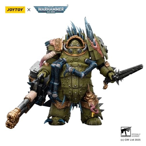 Image of JOYTOY Death Guard Warhammer 40k 1 /18 Action Figure Death Guard Blightlord Terminator 1 with Reaper Autocannon and Bubotic Blades Collectible Gifts,Toys for Kids 15+ and Adults 4.8-inch