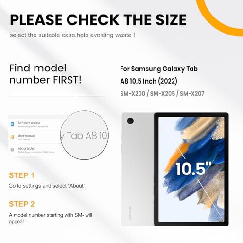 Timecity Case for Samsung Galaxy Tab A8 10.5'' 2022 (SM-X200/X205/X207), Heavy Duty Rugged Protection with Screen Protector, 360 Rotating Stand, Hand/Shoulder Strap - Black by timecity - Image 2