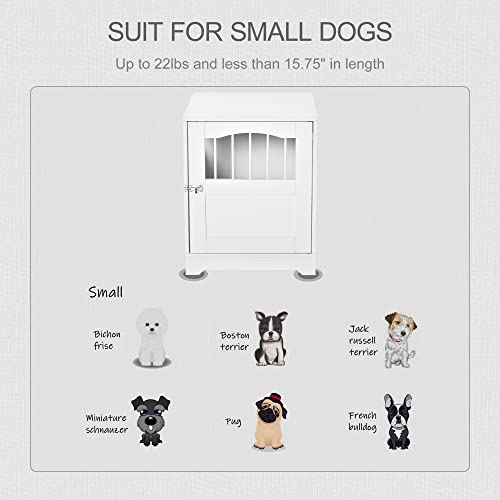 Pawhut Furniture Style Dog Crate, Wooden End Table Pet Kennel With Lockable Door For Small Medium Dog Indoor Puppy Cage, White #TOP6