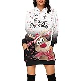 Weihnachtskleid Damen Lustig, Ugly Christmas Sweater, Ugly Weihnachts Hoodie Kleid Teenager Mädchen Winter weihnachtskleid weihnachtskleidung Langarmshirt Abendkleid Partykleider