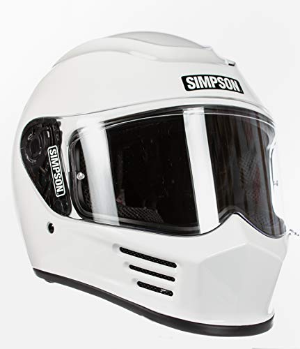Simpson SPBM1 Speed Bandit Full Face Motorcycle Helmet Size - Medium - White - Clear Shield Included - Mirror Shield Pictured is Sold Separately