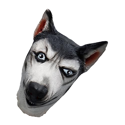 KOMBIUDA Máscara De Fiesta Máscara De Perro Cosplay De Halloween Máscara De Cabeza De Disfraz De Perro Máscara De Perro Animal Máscara De Disfraz De Perro Black Emulsión