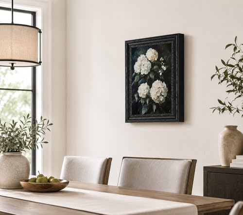 Black Framed White Hydrangea Canvas Wall Art,Gothic Halloween print 9x11in by YKGMWI - Used condition - Image 6