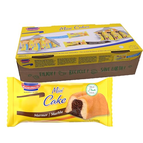 KuchenMeister mini Kuchen Snack Marmor 35 g im 27er Pack | Saftiger Marmorkuchen | Einzeln verpackte Mini Küchlein | Leckerer Kuchengenuss zwischendurch | Halal-zertifiziert | 27 x 35 g