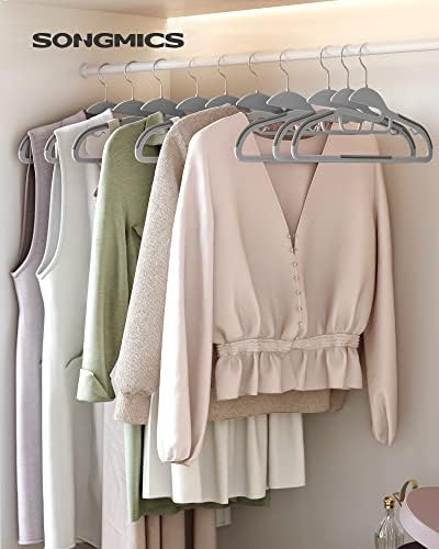 SONGMICS Set of 50 Plastic Hangers, Coat Hangers with U-Shaped Opening, Non-Slip, Space-Saving, 0.5 cm Thick, 41.5 cm Long, 360° Swivel Hook, Light and Dark Grey CRP41G-50