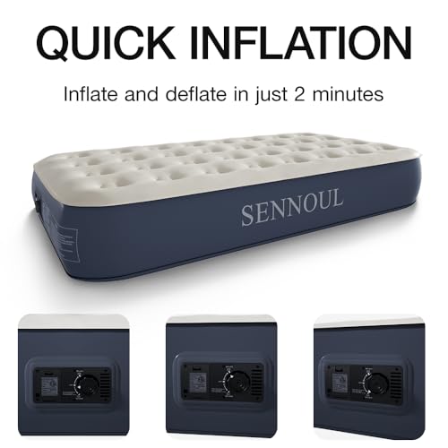 Air Mattress Twin with Built in Pump - 2 Mins Quick Self Inflatable,13"/550lbs Max Blow Up Bed, All Night Stability No Lost Air,No Peculiar Smell for Camping,Home,Guests & Portable Travel