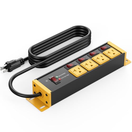 CCCEI Heavy Duty Surge Protector Power Strip 20 Amp Individual Switches. 6FT 12 Gauge Extension Cord...