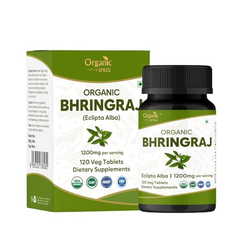 ORGANIC SPREE Bhringraj 120 Tablets - USDA Organic Bhringraj (Eclipta alba) Supplement Supports Hair Nourishment*