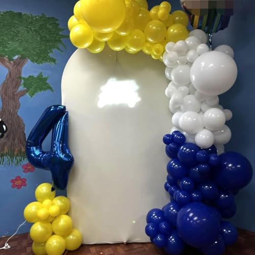 Image of KBZVNAF Blue and Yellow Latex Balloons - 60 Pack 12 inch Royal Blue Yellow Confetti Party Balloons for Birthday, Baby Shower, Wedding, Graduation Party Decorations