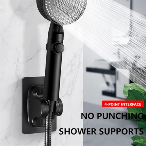 Soporte para cabezal de ducha autoadhesivo negro regulable sin taladro 5