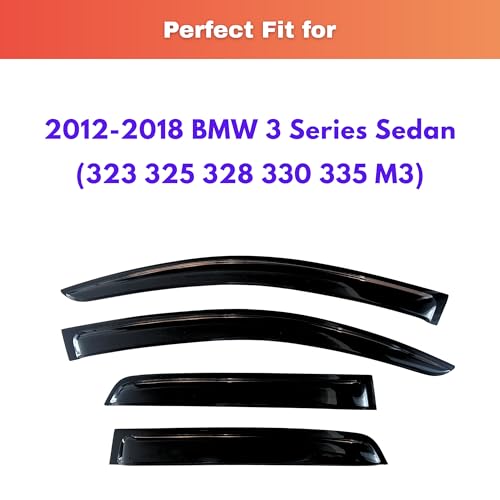 Image of KPY Rain Guards Fit for 2012-2018 BMW 3 Series Sedan, Out-Channel Window Visors Vent Wind Deflectors 4PC, Car Accessories for 12-18 BMW 323 325 328 330 335 M3