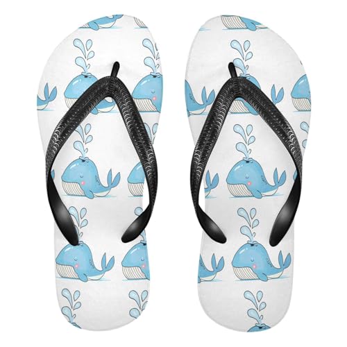 CEBUGI Unisex Flip Flop -Flat Sandal -NonSlip Couple Slippers -Natural Rubber Foam Soles Ultimate Comfort and Durability for Indoor Outdoor|Blue Whales