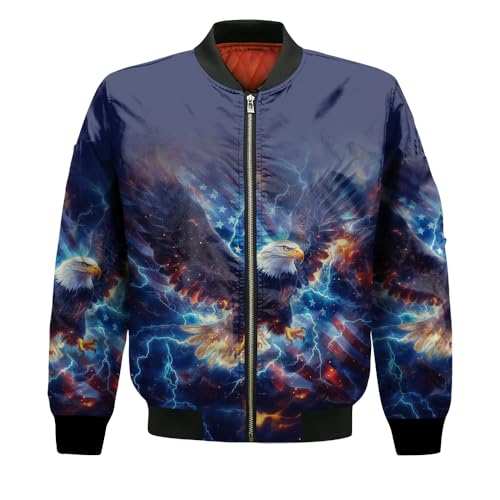 Bomber Jacket Winter Coat Veteran Eagle Colorful Army Zip Up Varsity Baseball Quilted Jackets For Women Men3