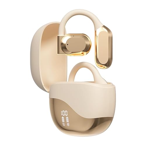 M62 Wireless Stereo TWS Bluetooth Earphones - Open Ear Hook Design, 58H Battery, Digital Display, Bluetooth 5.3, Call Noise reductionn, HD Call,Fit for Sports (Skin Color)