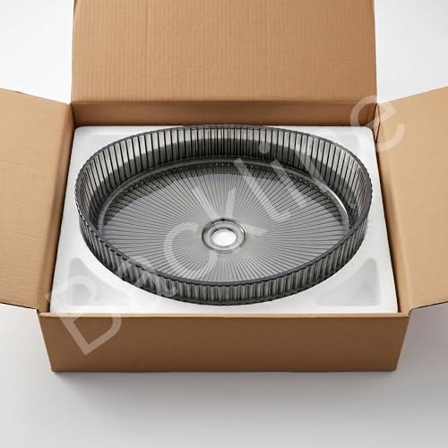Image of B Backline Glass Basin For Bathroom | Transparent 100% Pure Glass Basin | Premium Table Top Countertop Wash Basin | Toughened Glass Design | 7-Year Warranty | Size: 50 x 37 x 14 cm (Black)