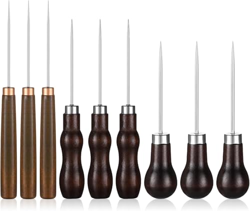 9 PCS Awl Tool Set, Leather Punch Stitching Marking Awl
