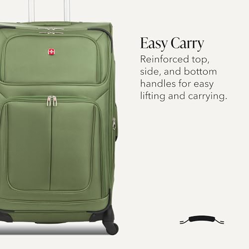 Image of SWISSGEAR Sion Softside Expandable Spinner Luggage Durable Lightweight Travel Suitcase, Evergreen, Checked-Large