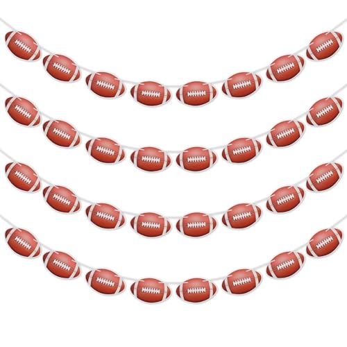 Image of 4-Strand Football Banner - Brown Football Garland for Sports Birthday, Game Day Party, Baby Shower, and Tailgate Theme Decor